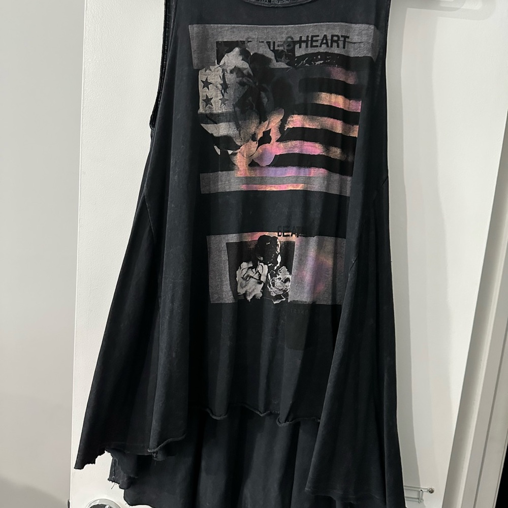 We The Free Black Graphic Tank Dress